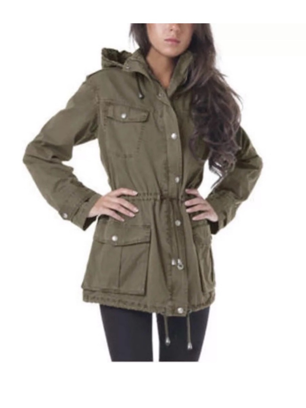 Buffalo David Bitton Olive Green Utility Jacket with Hood